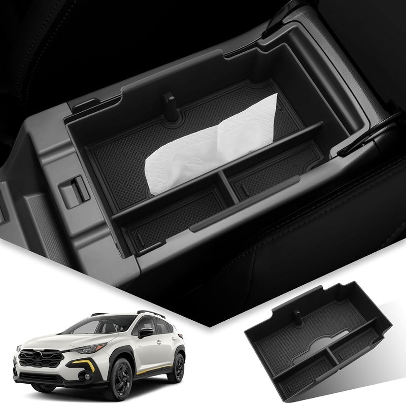 BIBIBO Upgraded for 2024-2026 Subaru Crosstrek Center Console Organizer Tissues Holder 2023-2026 Subaru Crosstrek/2026 Crosstrek Hybrid &2024+ Subaru Impreza Console Insert Tray Tissues Box Crosstrek - Image 1
